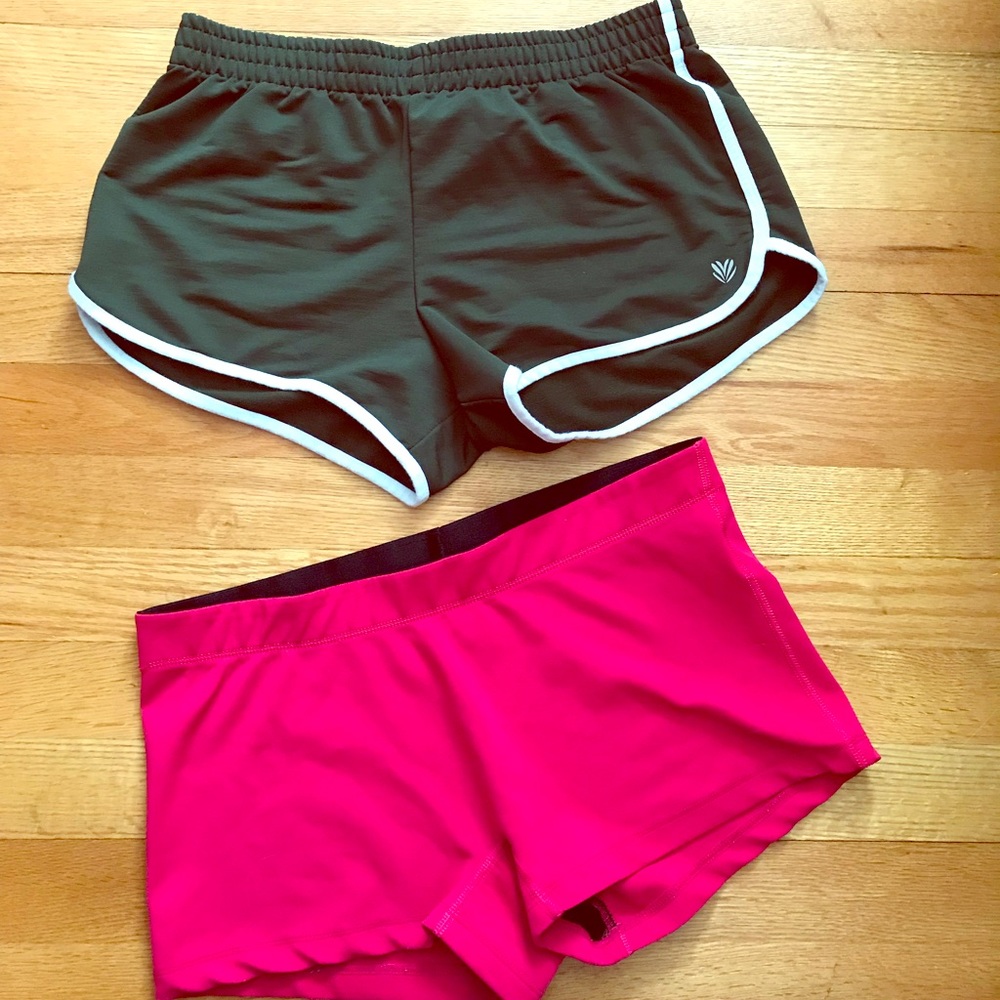 Set of 2, workout shorties. Both spandex fit.